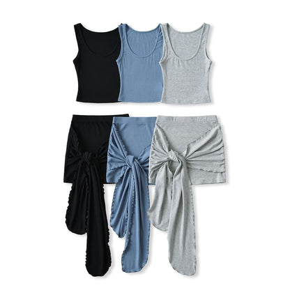 Scoop Neck Tank Top & Mini Skirt Set