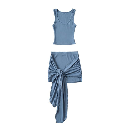 Scoop Neck Tank Top & Mini Skirt Set