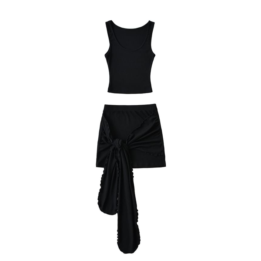 Scoop Neck Tank Top & Mini Skirt Set