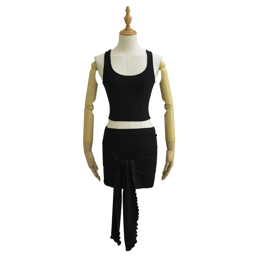 Scoop Neck Tank Top & Mini Skirt Set
