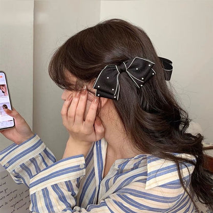 Bow Faux Pearl Hair Clip