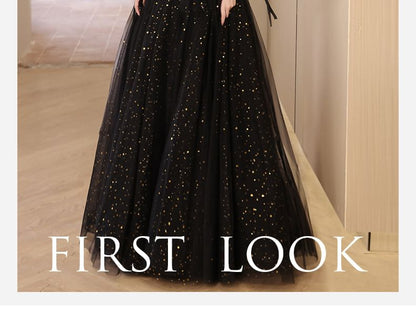 Puff Sleeve Sweetheart Neckline Mesh A-Line Evening Gown