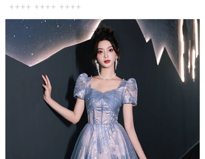 Evening A-Line Beaded Patterned Gown Short-Sleeve