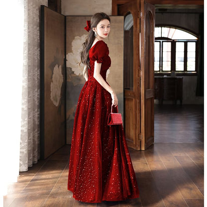 Short-Sleeve Sweetheart Neckline Sequin Mesh A-Line Evening Gown
