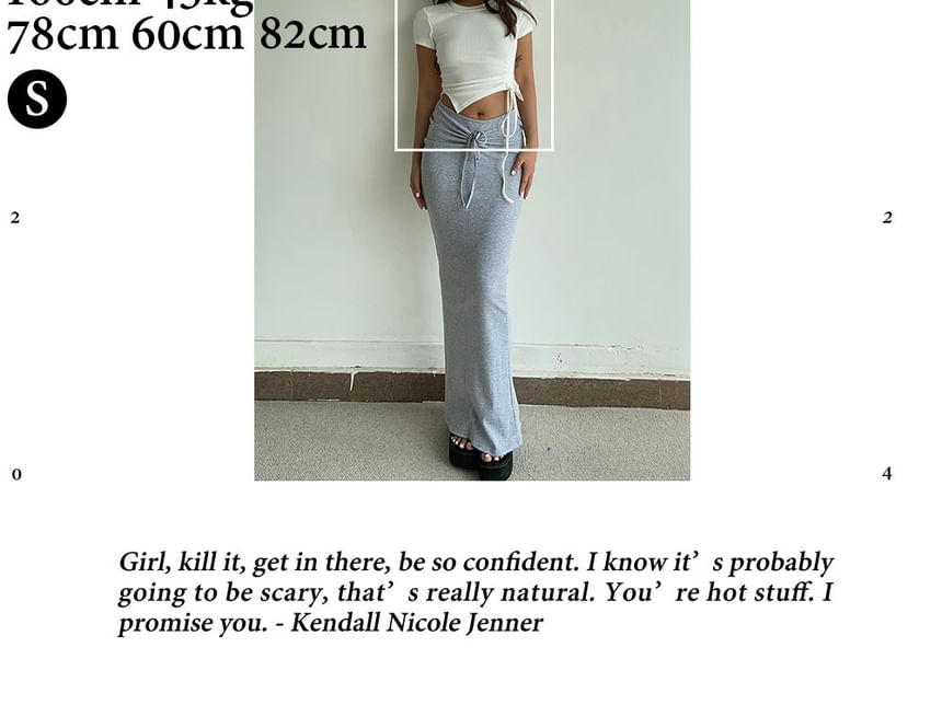 Drawstring-Waist Maxi Pencil Skirt