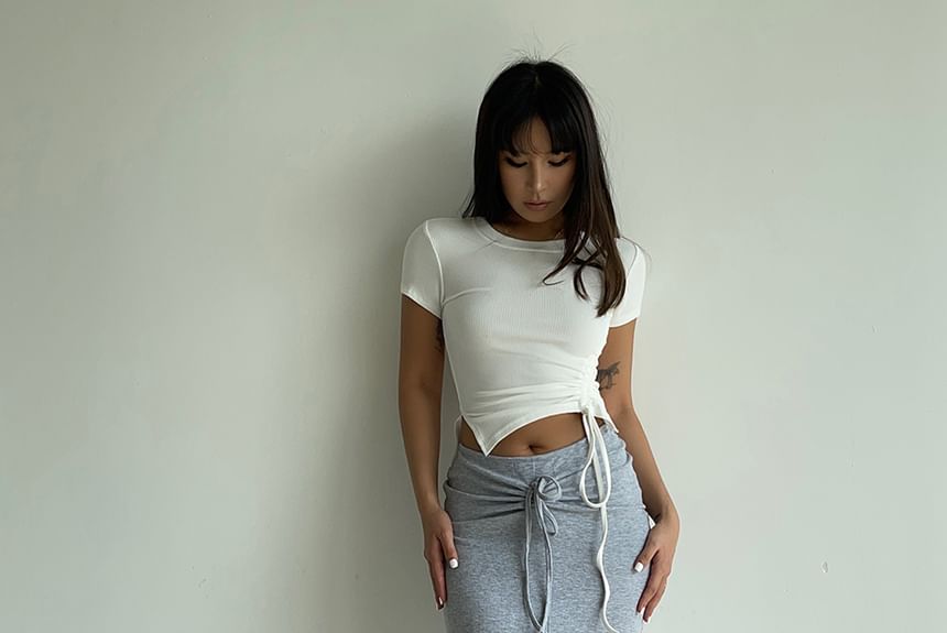 Drawstring-Waist Maxi Pencil Skirt