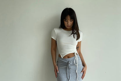 Drawstring-Waist Maxi Pencil Skirt