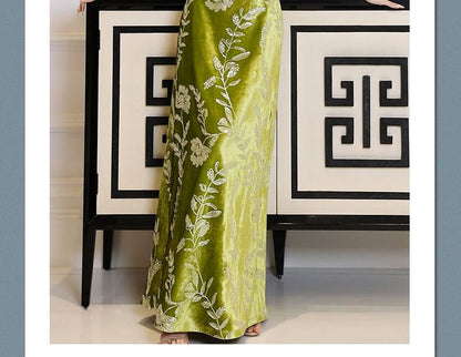 Floral Strapless Embroidered A-Line Gown Evening