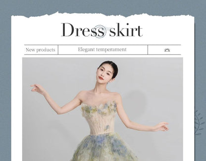 Strapless Floral A-Line Evening Gown