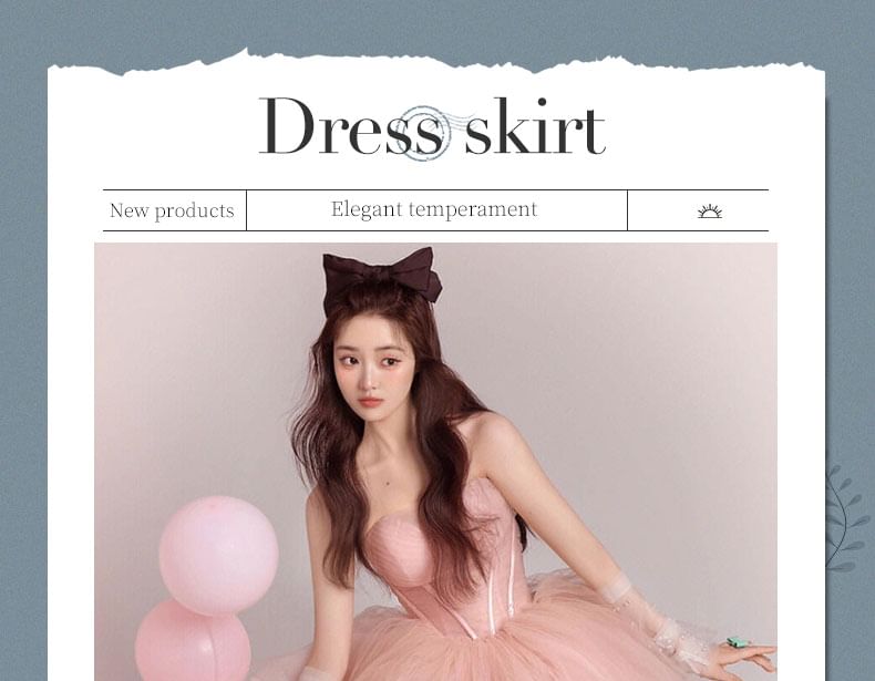 Gown Tulle Evening Strapless Tiered Ball