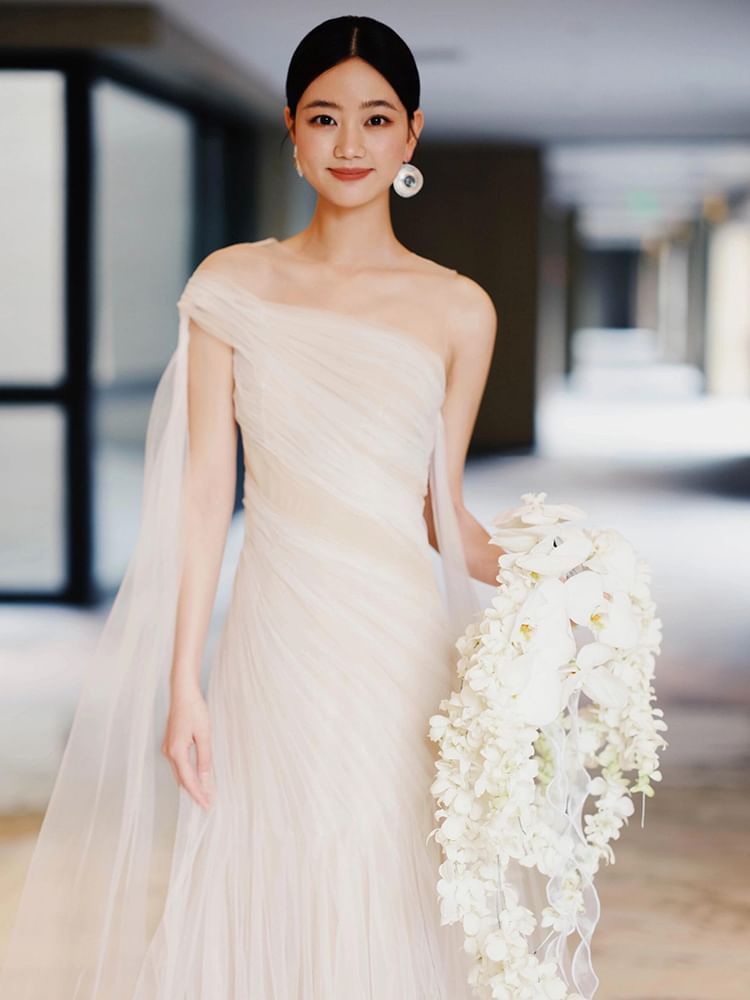 Shoulder Sheath Dress Tulle One Evening