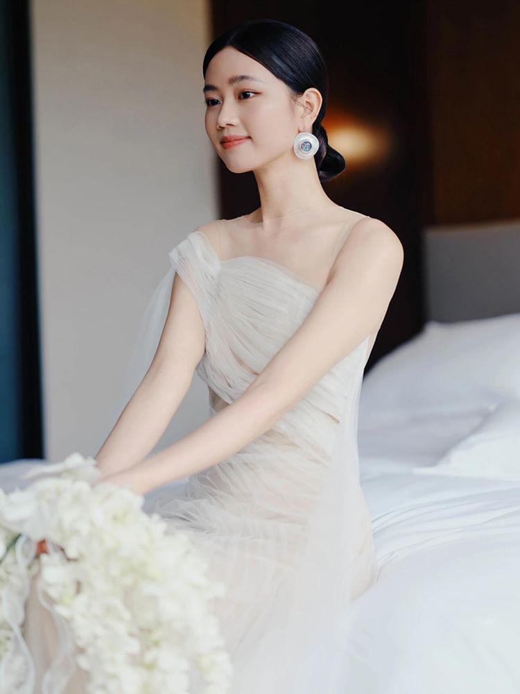 Shoulder Sheath Dress Tulle One Evening
