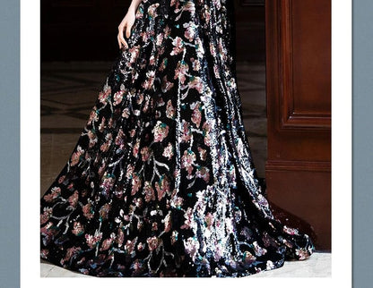 Evening A-Line Strapless Gown Floral