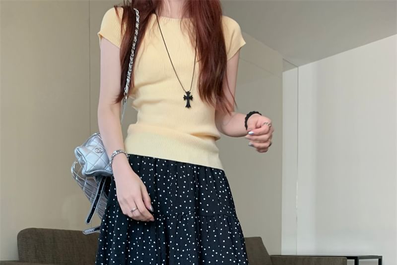 Polka Dot Maxi A-Line Skirt