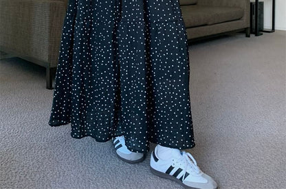 Polka Dot Maxi A-Line Skirt