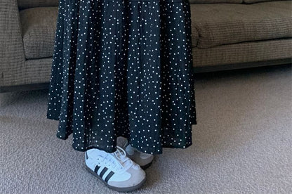 Polka Dot Maxi A-Line Skirt