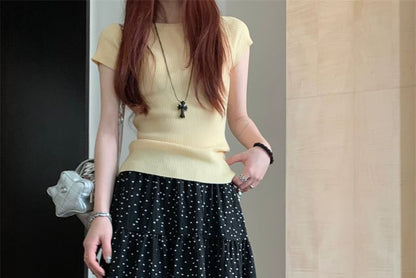 Polka Dot Maxi A-Line Skirt