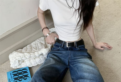 Mid Rise Washed Denim Jorts