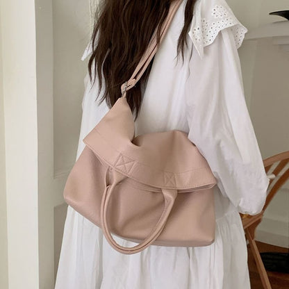 Faux Leather Crossbody Tote Bag