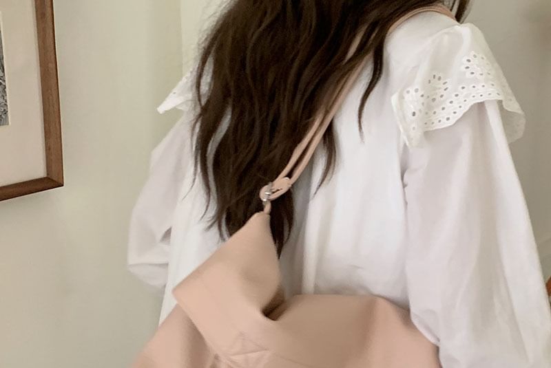 Faux Leather Crossbody Tote Bag