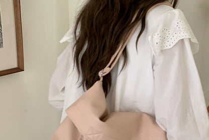 Faux Leather Crossbody Tote Bag