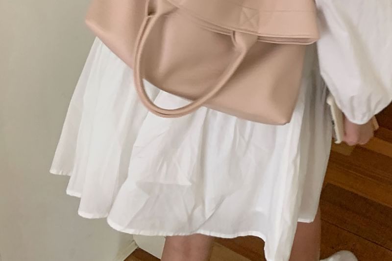 Faux Leather Crossbody Tote Bag