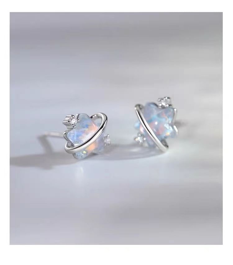 Star Resin Rhinestone S925 Sterling Silver Stud Earring