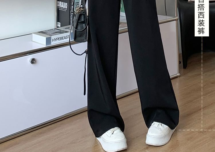 High Waist Striped Pleated Wide Leg Suit Pants