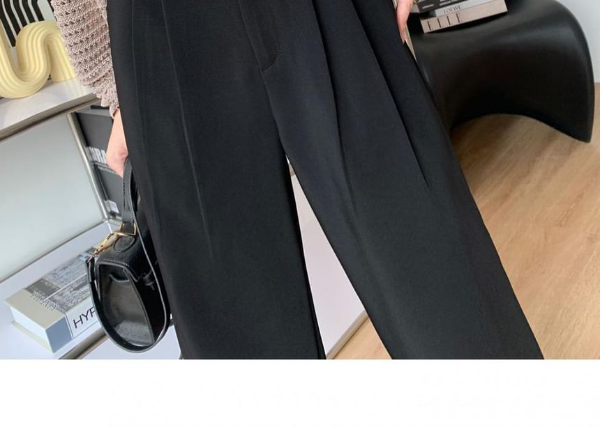 High Waist Striped Pleated Wide Leg Suit Pants
