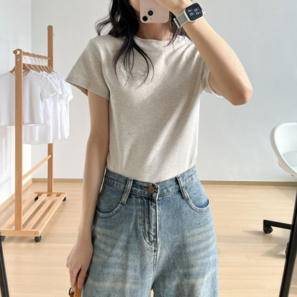 Short-Sleeve Crew Neck Plain T-Shirt