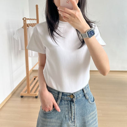 Short-Sleeve Crew Neck Plain T-Shirt