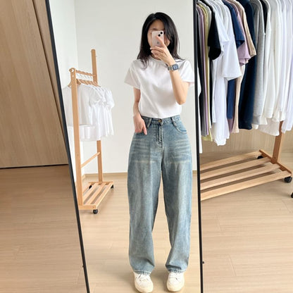 Short-Sleeve Crew Neck Plain T-Shirt