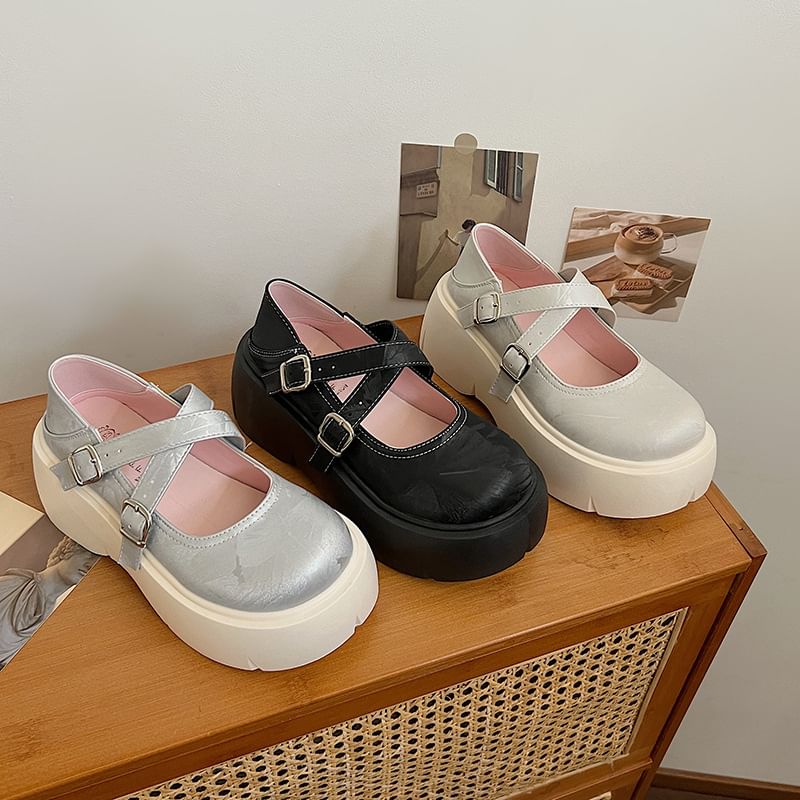 Shoes Cross Strap Jane Platform Mary
