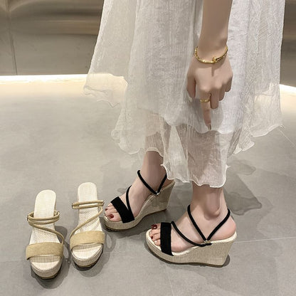 Platform Wedge Strappy Sandals Slide