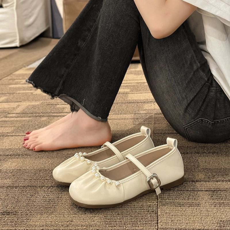 Faux Mary Pearl Jane Flats