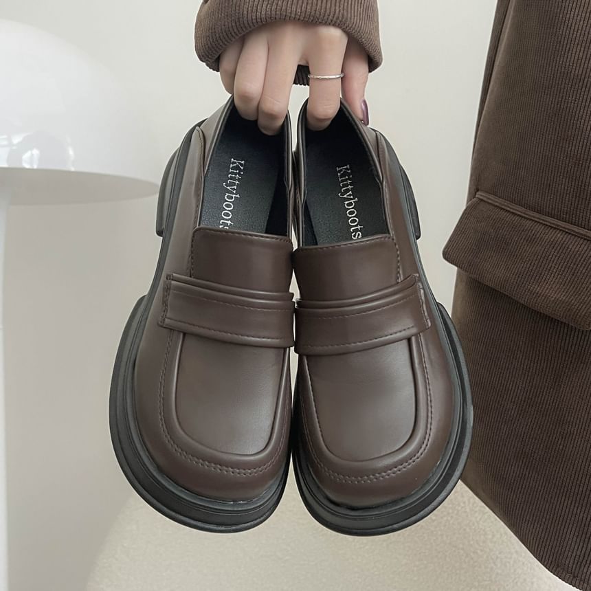 Heel Platform Loafers Chunky