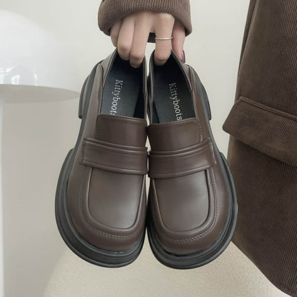Heel Platform Loafers Chunky
