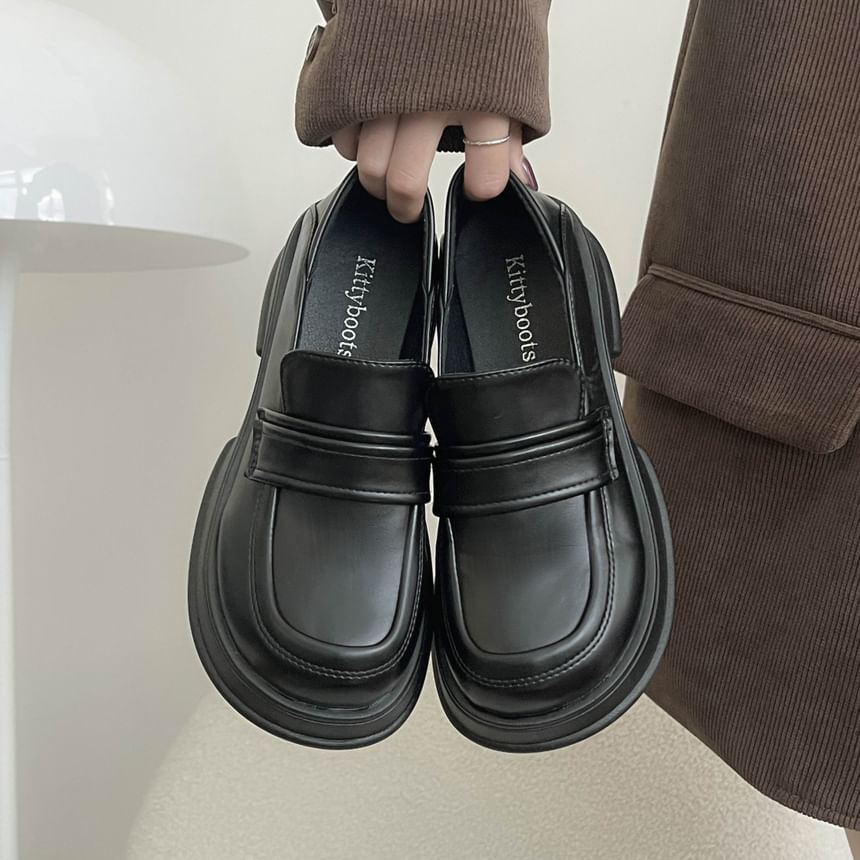 Heel Platform Loafers Chunky