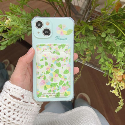 Floral Card Holder Strap Phone Case
