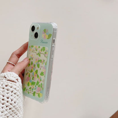 Floral Card Holder Strap Phone Case