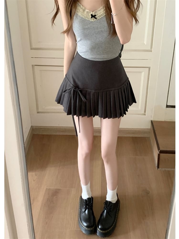 Elevated Pleated A-Line Mini Skirt