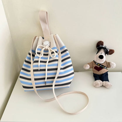 Patterned Drawstring Knit Bucket Bag