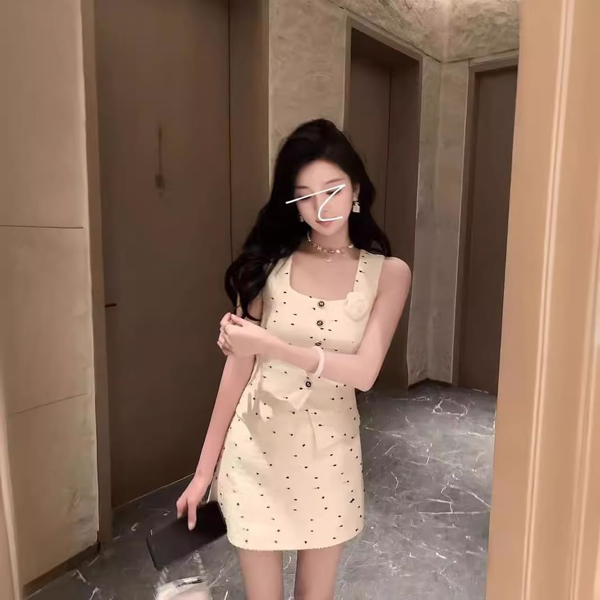Tweed Vest and High-Waist Mini Skirt Set