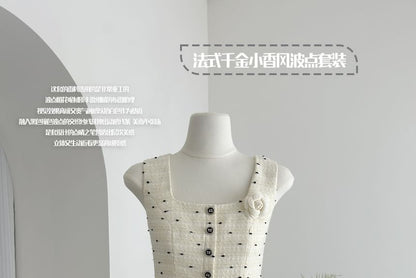 Tweed Vest and High-Waist Mini Skirt Set