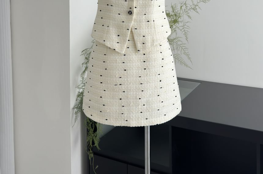 Tweed Vest and High-Waist Mini Skirt Set