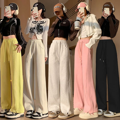 High Waist Plain Wide Leg Sweatpants