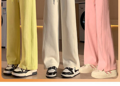 High Waist Plain Wide Leg Sweatpants