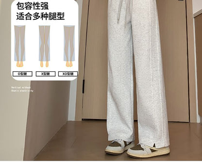 High Waist Plain Wide Leg Sweatpants