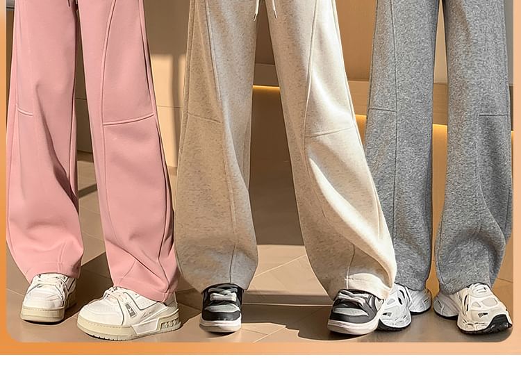 Drawstring Waist Plain Wide Leg Sweatpants