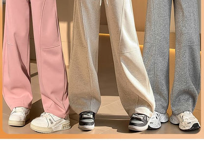Drawstring Waist Plain Wide Leg Sweatpants